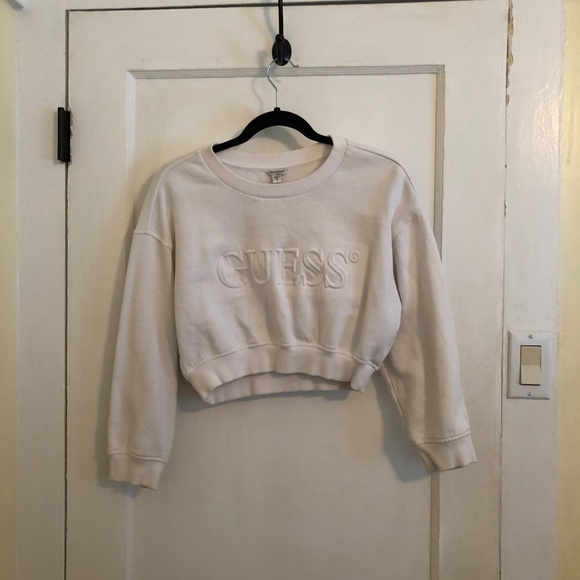 GUESS Originals Embossed Cropped Sweatshirt - Picture 2 of 4
